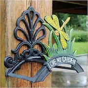 Hose Pipe Holder Garden Hose Pipe Holder Wall Mounted, Heavy Duty Cast Iron Watering Hose Reel Hanger Wall Hanging Rack, Pretty Vintage Ornamental Hose Storage,Outdoor Wall Landscaping Decoration Hose