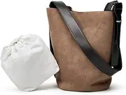 [Pocadri] Hobo Bags for Women Vegan Leather Handbag Suede Hobo Bags Bucket Shoulder Bag Purse Tote Handbag Fashion Designer Bag