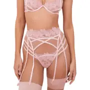 For Love & Lemons Aimee Floral Garter Belt Size Medium Light Pink Lingerie