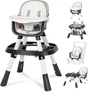 XueMi Baby High Chair, 15 in 1 Convertible High Chair for Babies and Toddlers, Booster Seat, Table and Chair Set, Building Block Table, Toddler Chair with Safety Belt, Removable Tray, Black