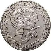 Copy 1921 U.S Hobo Morgan Coin Challenge Alien Aliens Science Fiction Extra-Terrestrial Classic 80s Movie ET Silver Plated Replica Commemorative