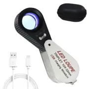 10x Jewelers Loupe with UV & LED Lights, Rechargeable 10x Loupe Magnifier2640
