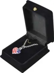Flag Heart Pendant Urn w/20" silver chain & black velvet display box