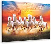 Wall Art horse pictures wall decor Seven Lucky Running Wild Horses horse wall poster 05 Canvas Poster Wall Art Decor Print Picture Paintings for Living Room Bedroom Decoration Frame-style