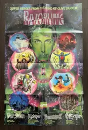 Vintage 1993 Clive Barker Fred Burke Signed Razorline Marvel Comics 22x34 Poster