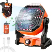 Camping Fan w/ LED Light Lantern Portable Outdoor Tent Hanging Lamp Rechargeable