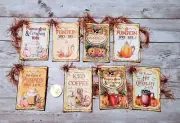 8-Fall-Autumn-Farmhouse-Glitter-Junk Journal-Food-Linen Cardstock-Gift-Hang-Tags