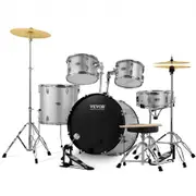 VEVOR Adult Drum Set, 5-Piece, 558.8 mm Complete Full Size Drum Kit with Bass Toms Snare Floor Drum Adjustable Throne Stands Cymbal Hi-Hat Pedal and D