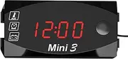 Daseeme Motorcycle DC 6V-30V 3 in 1 Digital Time Clock + +Voltage Voltmeter IP67 Waterproof Tester Battery Moniter Gauge for Car Boat Marine