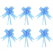 100Pcs 10" Pull Bows Ribbon Gift Wrapping String Rose Pattern Bow Tie Blue