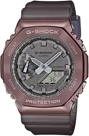 [Casio] Men's G-Shock Duo Midnight Fog Analog-Digital Watch, Silver Dial, Translucent Brown Band