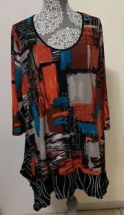 TS14+ TAKING SHAPE PLUS SIZE M Come And Go Modern Escape Print Tunic 3/4 Sleeve