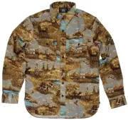 $349 RRL Ralph Lauren Medium Freeport Chamois Western Work Shirt Hunting Polo