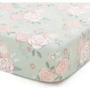 The Peanutshell 135cm Cotton Vintage Floral Cot Fitted Sheet Nursery Bed Cloth
