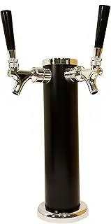 Double TAP Draft Beer Tower - BEERGON BT-1000-2-TAP KEGERATOR 13-inch Beer Column - Stainless Steel 3-inch Diameter Body with Unique Black Satin Finish - Chrome Finish Faucets