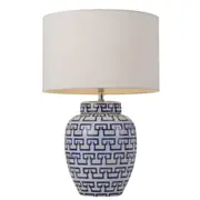 Terry Patterned Blue and White Table Lamp