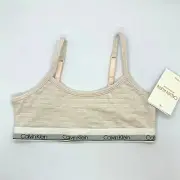 NWT! Calvin Klein Girl's Sz S 6/6X M 7/8 Classic Crop Silver Stripes Bralettes