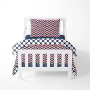 Bacati Mix and Match 4 Piece Toddler Bedding Set, Navy/Red