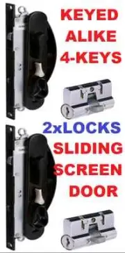 2 x Whitco Leichhard Security Screen Door lock Includes cylinder with 2 keys