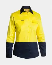 Bisley Women&#039;s Hi Vis Long Sleeve Drill Shirt