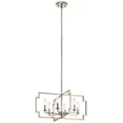 Kichler 44128 Nickel Downtown Deco 6-Light 21-1/2"W Chandelier