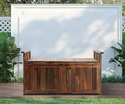 LI LIVSIP Wooddn Cabinet Garden Seat Storages Container - Storage Box Built-in Handles, 160L Storage Space for Porch Yard Garden Poolside Balcony Backyard, Dark Charcoal
