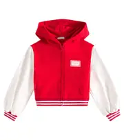 [Dolce & Gabbana Kids] Dolce & Gabbana Kids Embroidered cotton jersey hoodie Y 14 red