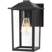 HOME DEPOT 12 in. Black Transitional Outdoor Wall Lantern Sconce w/ Clear Glass