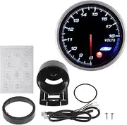 X AUTOHAUX 2.5" 60mm DC 12V Voltage Gauge Red White Light Analog Voltmeter Gauge 8-18V W/Sensor and Bracket Car Voltage Meter Silver Tone,Red Black White