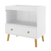 Mariella Solid Pine Baby Change Table with Storage Drawer & Shelf – White White