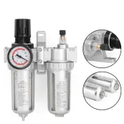 1/2"in Air Compressor Filter Water Oil Separator Trap Tools With Regulator Gauge