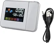 Digital Projection Alarm Clock, Led Weather Forecast Projector Clock, Indoor Outdoor Thermometer for Monitoring Temperature (White)