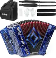 Accordion,34 key 12 Bass F/B/E 3412 3-Row Diatonic Button Accordions Instrument for Adults with Updated Case,Straps.