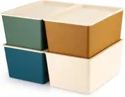 4 Pcs Storage Bins with Lids Plastic Storage Containers Stackable Storage Box Ba