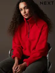 Red Teddy Borg Cosy Longline Quarter Zip Fleece (B56684) | $56