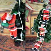 Christmas Santa Claus Climbing On Rope Ladder For Xmas Tree Hanging Home Decor