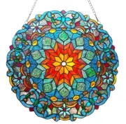 21" Tiffany Style Stained Glass Colorful Victorian round Window Panel Suncatcher