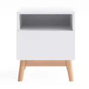 White Scandinavian Wooden Bedside Table