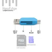 2 in 1 USB Type C to TF(microSD) and SD card reader writer adapter