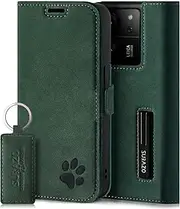 [SURAZO] Premium Slim Magnetic Mobile Phone Case for Xiaomi 13T Pro 5G & 13T 5G Leather Case - Genuine Leather Protective Case Paw Motif - RFID Flip Case [Stand Function, Card Slot] Cover Case Leather