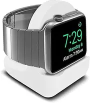 Pokanic Designed Compatible with Apple Watch Stand Holder Mount Series 8/7 / 6/5 / 4/3 / 2/1 / SE - 45mm / 44mm / 42mm / 41mm / 40mm / 38mm Stand with Night Stand Cable Management Slot (White)