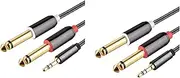 Binxind 2X Audio Cable 3.5mm to Double 6.35mm Aux Cable 2X6.5 Jack to 3.5 Male for Mixer Amplifier Speaker Splitter Cable 1M