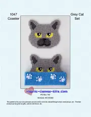 Grey Cat Coaster Set-Plastic Canvas Pattern or Kit