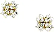 [JewelryWeb] 14k Yellow Gold CZ Simulated Diamond Flower Shape Screw Back Earrings 7x7mm Stud Earring for Women