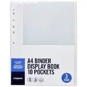 J.Burrows Binder Display Book A4 Clear 3 Pack