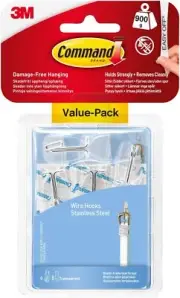 Command Medium Clear Wire Toggle Hooks, 6 Hooks and 8 6