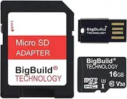 [BigBuild Technology] 16GB Ultra Fast MicroSDHC Memory Card 100MB/s for Tomtom GO Premium X Navigator Class 10 U3 V30