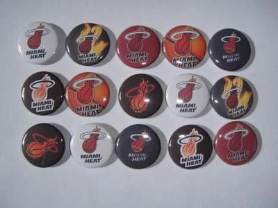 15 Miami Heat flat back buttons or pin badge cabochons embellishments magnets