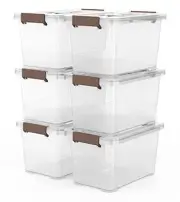 WYT 6-Pack Clear 8 Quart Storage Latch Box/Bins, Plastic Stackable Latching Box