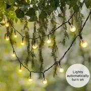 16 Ft. Solar Powered Warm White Globe Outdoor Garden Patio String Lights